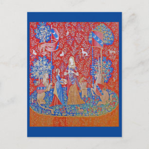 Die Dame und das Einhorn / Riechen Postkarte