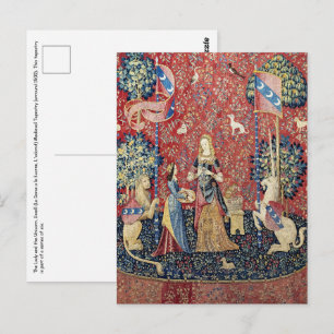 Die Dame und das Einhorn, riechen Postkarte