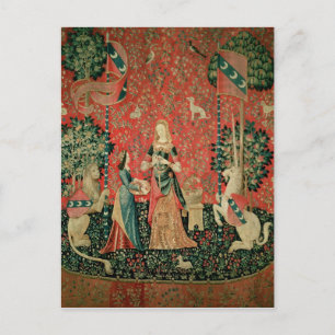 Die Dame und das Einhorn: "Riechen" Postkarte