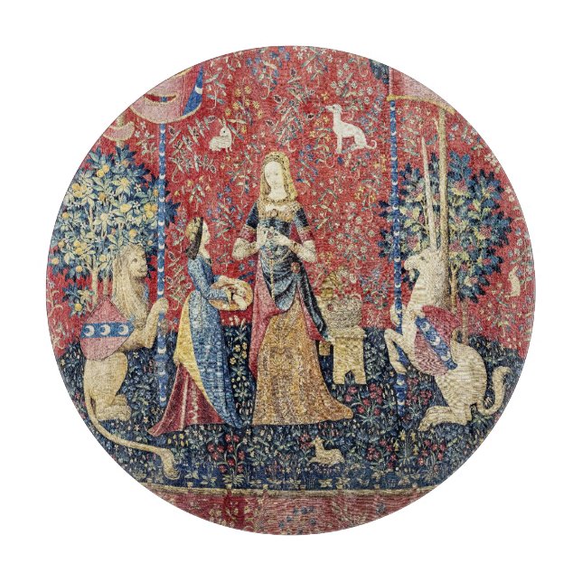 Die Dame und das Einhorn, riechen Schneidebrett (Vorderseite)