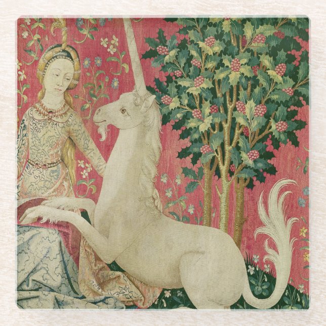 Die Dame und das Einhorn: 'Sight Glasuntersetzer (Vorderseite)