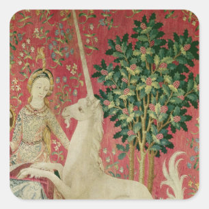 Die Dame und das Einhorn: "Sight" Quadratischer Aufkleber