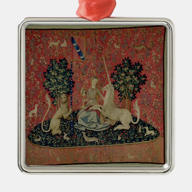 Die Dame und das Einhorn: "Sight Silbernes Ornament (Vorne)