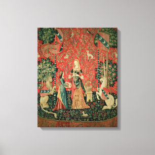 Die Dame und das Einhorn: 'Smell Leinwanddruck