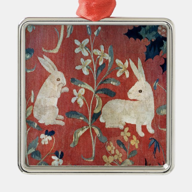 Die Dame und das Einhorn: 'Taste Ornament Aus Metall (Vorne)