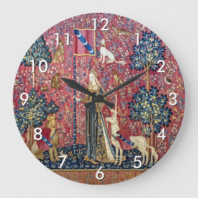 Die Dame und das Einhorn, Touch Große Wanduhr (Vorderseite)
