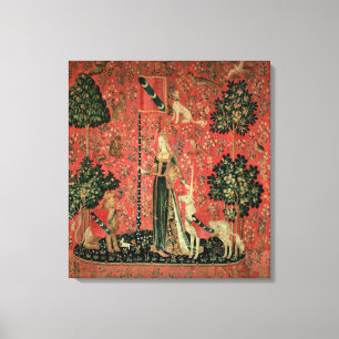 Die Dame und das Einhorn: "Touch" Leinwanddruck