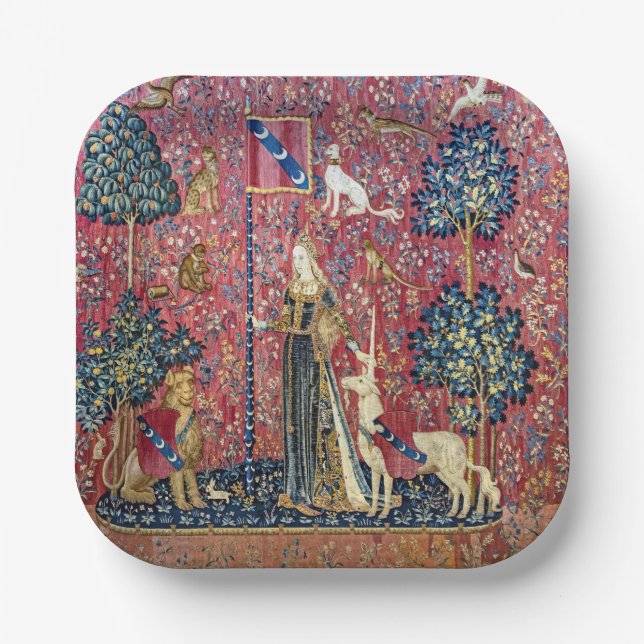 Die Dame und das Einhorn, Touch Pappteller (Vorderseite)