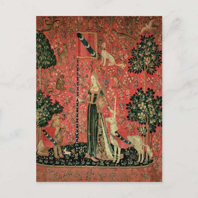 Die Dame und das Einhorn: 'Touch Postkarte (Vorderseite)