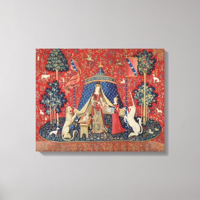 Die Dame und das Einhorn: "Zu meinem einzigen Wuns Leinwanddruck (Vorderseite)