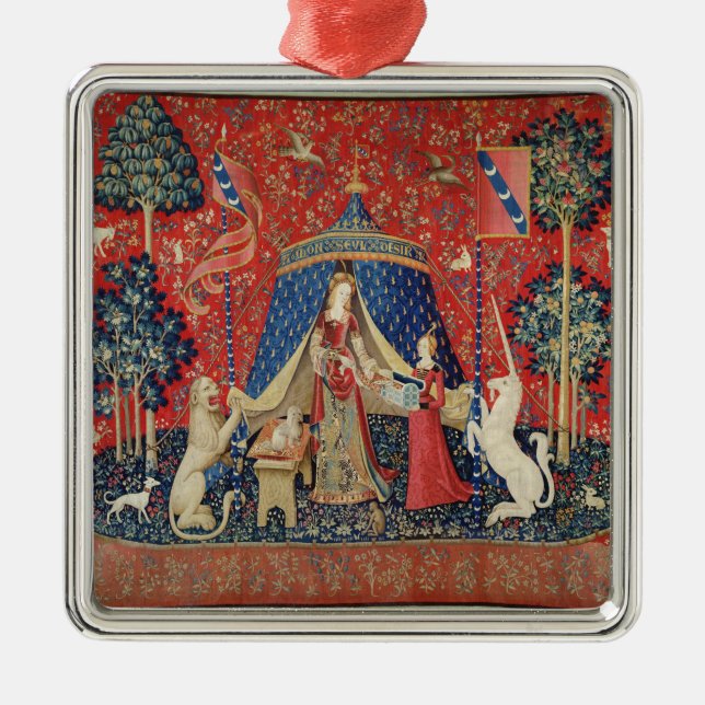 Die Dame und das Einhorn: "Zu meinem einzigen Wuns Ornament Aus Metall (Vorne)