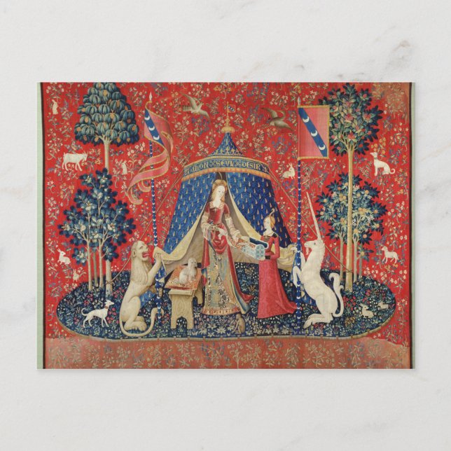 Die Dame und das Einhorn: "Zu meinem einzigen Wuns Postkarte (Vorderseite)