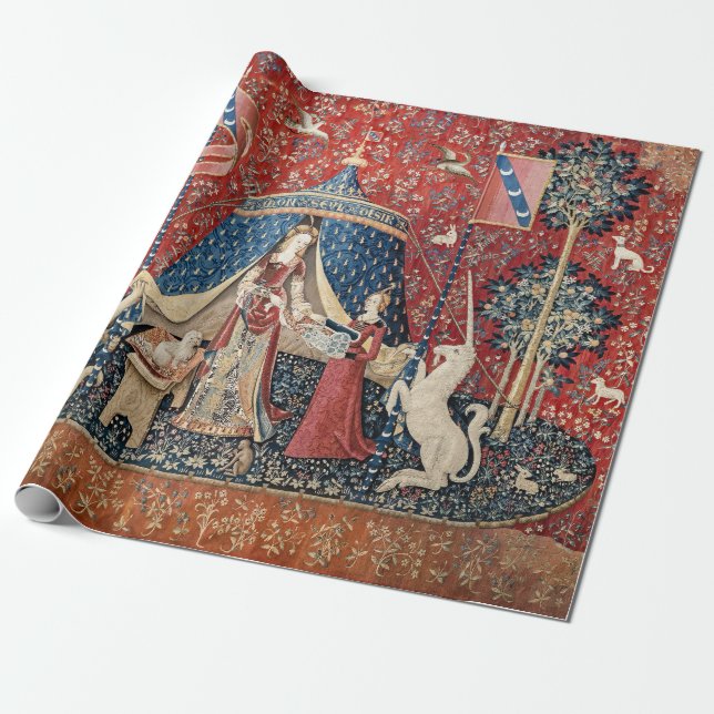 Die Dame und das Einhorn, zu meinem einzigen Wunsc Geschenkpapier (Ungerollt)
