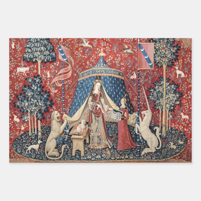 Die Dame und das Einhorn, zu meinem einzigen Wunsc Geschenkpapier Set (Vorderseite)