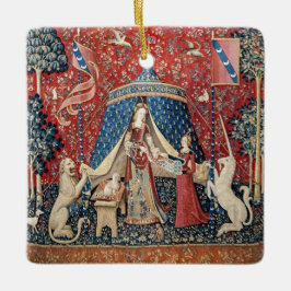 Die Dame und das Einhorn, zu meinem einzigen Wunsc Keramikornament