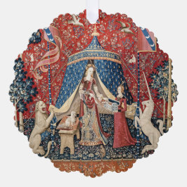 Die Dame und das Einhorn, zu meinem einzigen Wunsc Ornament Karte