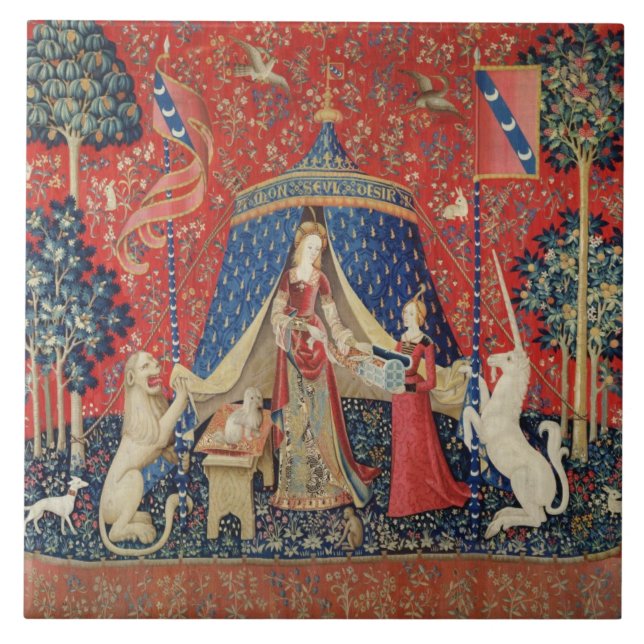 Die Dame und das Einhorn: 'Zu meinem nur desire Fliese (Vorderseite)