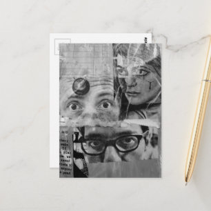 Die Dame und die Ärzte Mixed Media Collage Postkarte