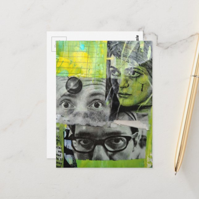 Die Dame und die Ärzte Mixed Media Collage Postkarte (Vorderseite/Rückseite Beispiel)