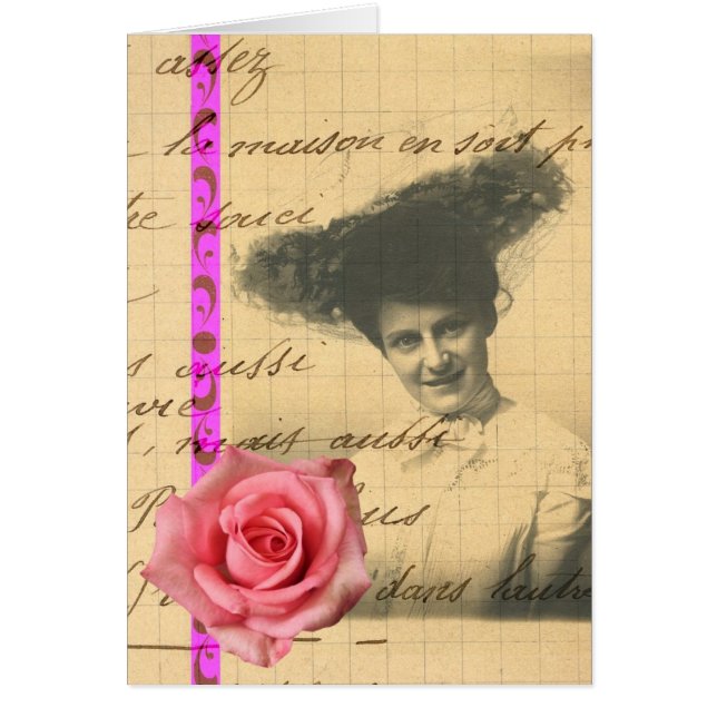 Die Dame und die rosa Rosen-Digital-Kunst (Vorne)