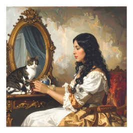 Die Dame und ihre Katze - ein zeitloser Viktoriani Fotodruck