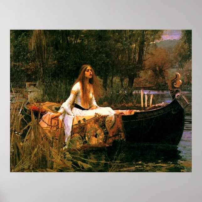 Die Dame von Shalott (1888) ~ Leinwand der Bildend Poster (Vorne)
