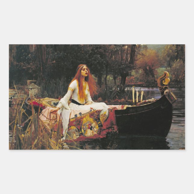 Die Dame von Shalott. 1888 von John Waterhouse Rechteckiger Aufkleber (Vorderseite)