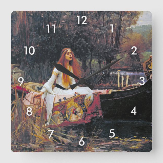 Die Dame von Shalott, John William Waterhouse Quadratische Wanduhr (Vorderseite)