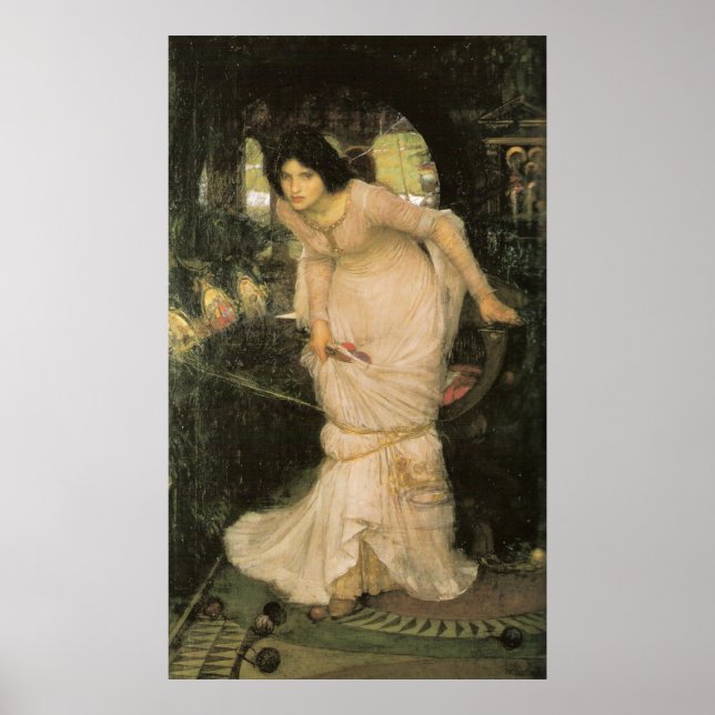 Die Dame von Shalott mit Blick auf Lancelot Poster (Vorne)