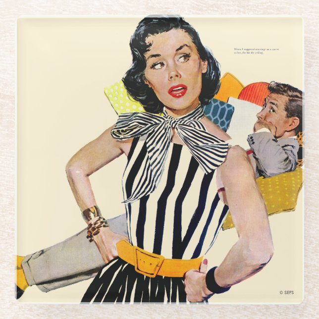 Die Dame wurde isoliert 2 Glasuntersetzer (Vorderseite)