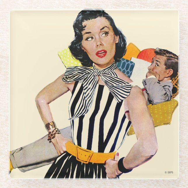 Die Dame wurde isoliert Glasuntersetzer (Vorderseite)