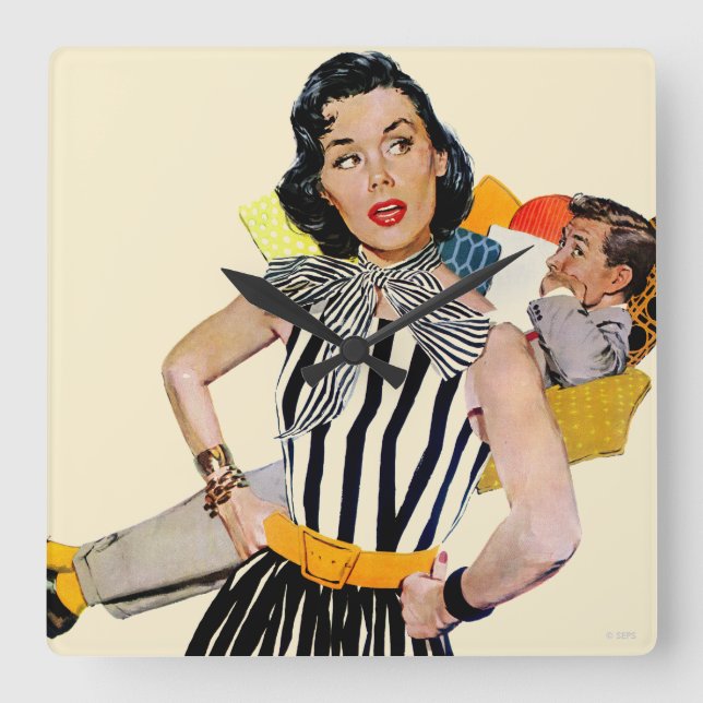 Die Dame wurde isoliert Quadratische Wanduhr (Vorderseite)