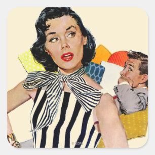 Die Dame wurde isoliert Quadratischer Aufkleber