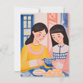 Die Damen im Café Postkarte