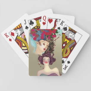 Die Damen spielen Karten Spielkarten