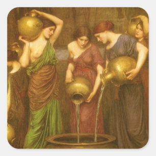 Die Danaides von John William Waterhouse Quadratischer Aufkleber
