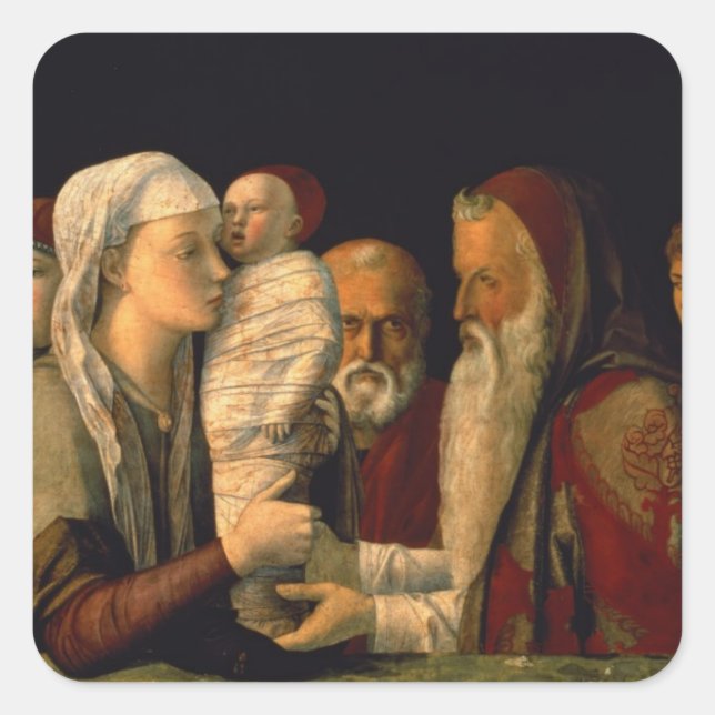 Die Darstellung von Jesus im Tempel Quadratischer Aufkleber (Vorderseite)