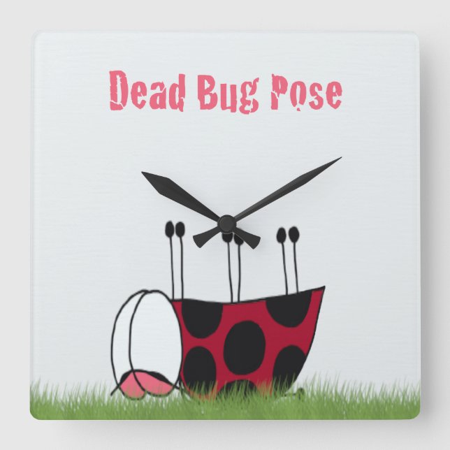 Die Dead Bug Yoga Pose Illustration Quadratische Wanduhr (Vorderseite)