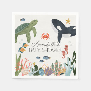Die Dekoration der Babydusche im Meer Serviette