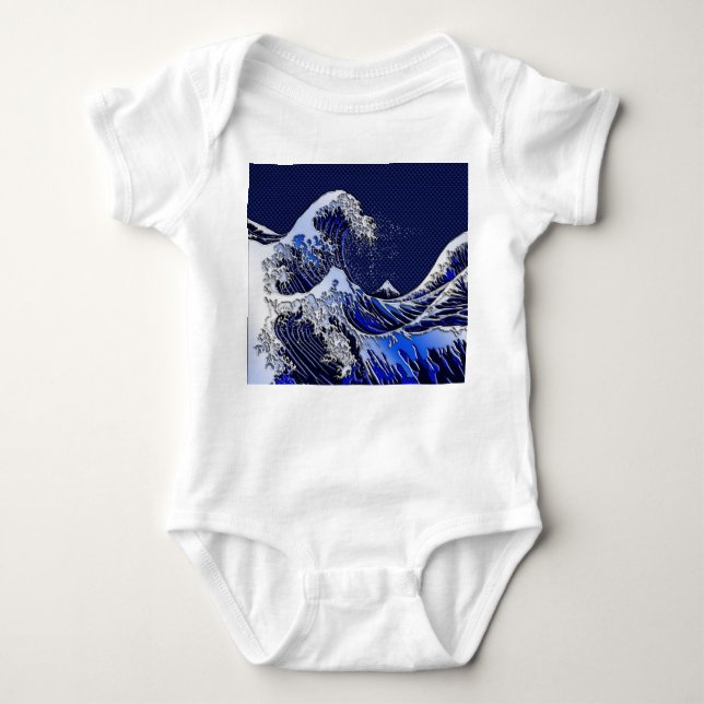 Die Dekoration der großen Hokusai-Wave-Chromfaser Baby Strampler (Vorderseite)