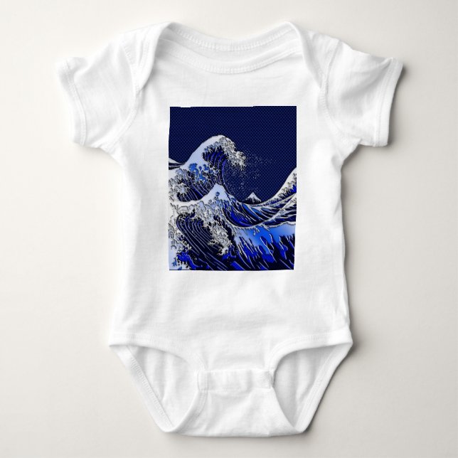 Die Dekoration der großen Hokusai-Wave-Chromfaser Baby Strampler (Vorderseite)