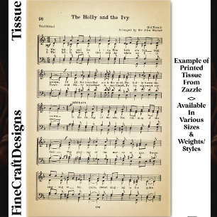 Die Dekoupage von Holly und Ivy Sheet Music DU4F Seidenpapier