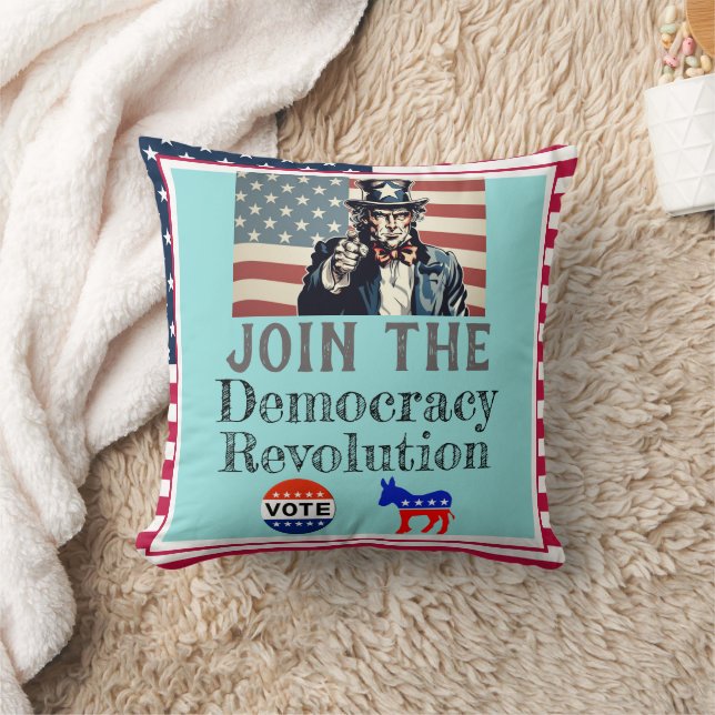 Die Demokratierevolution wirft ein Kissen (Decke)