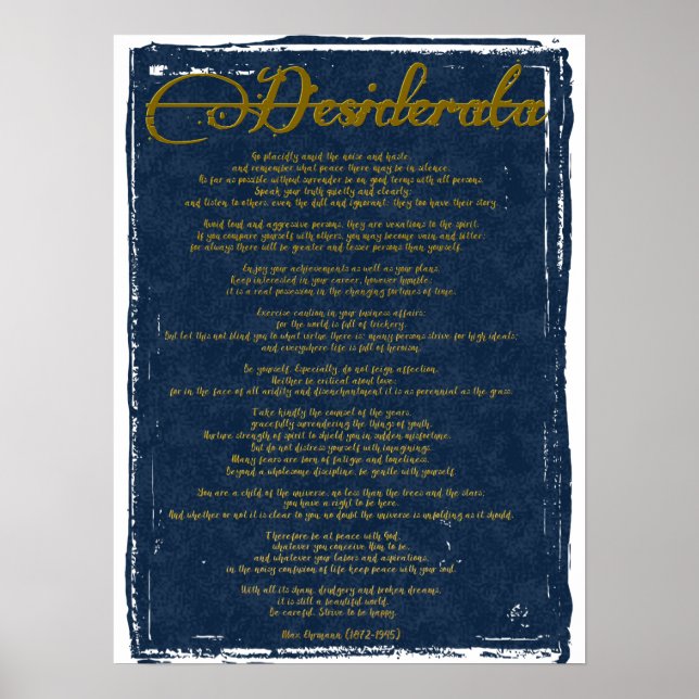 Die Desiderata "Desired Things" Poster (Vorne)