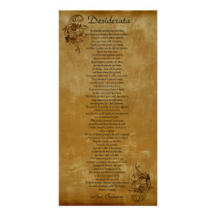 Die Desiderata Perchata sehen Hintergrund scrollen Poster