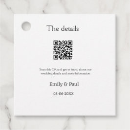 Die Details Hochzeitswebsite scannen QR hinzufügen Geschenkanhänger