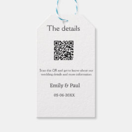 Die Details Hochzeitswebsite scannen QR hinzufügen Geschenkanhänger
