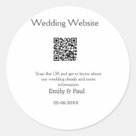 Die Details Hochzeitswebsite scannen QR hinzufügen Runder Aufkleber