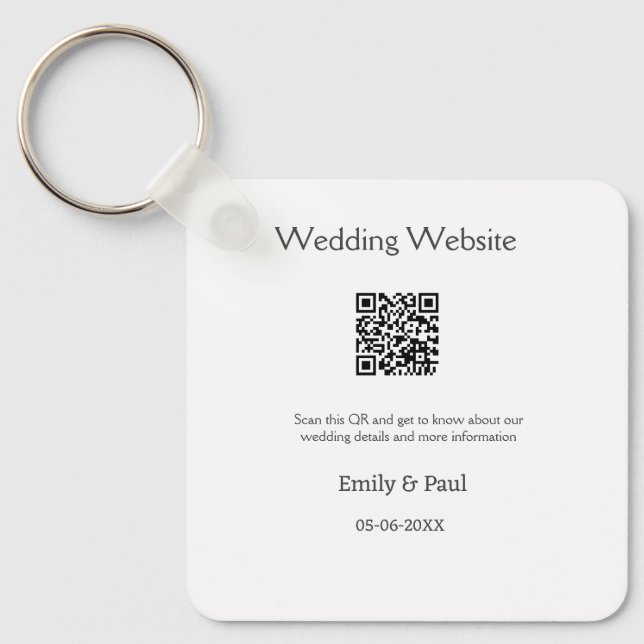 Die Details Hochzeitswebsite scannen QR hinzufügen Schlüsselanhänger (Vorderseite)