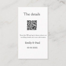 Die Details Hochzeitswebsite scannen QR hinzufügen Visitenkarte